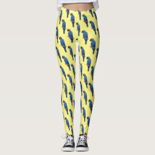 Hyacinth macaw bird cartoon illustration leggings