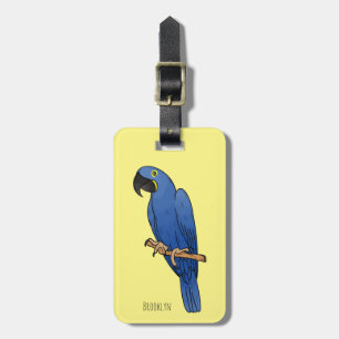 Hyacinth macaw bird cartoon illustration  luggage tag