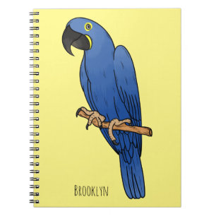 Hyacinth macaw bird cartoon illustration notebook