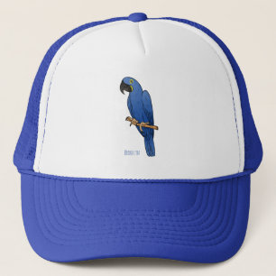 Hyacinth macaw bird cartoon illustration trucker hat