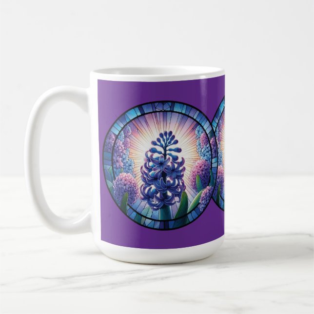 Hyacinth Stained Glass Art Coffee Mug (Left)