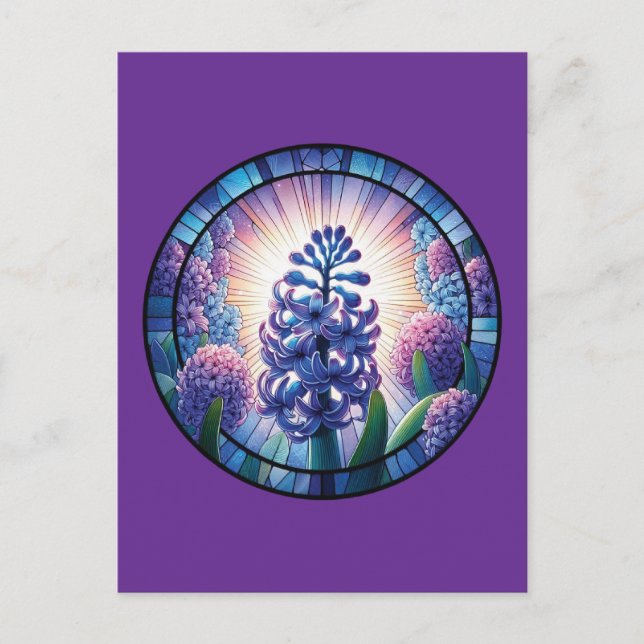 Hyacinth Stained Glass Art Postcard (Front)