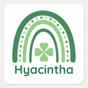 Hyacintha Name Clover Boho Rainbow Square Sticker