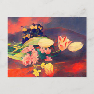 Hyacinths, Tulips And Pansies On A Table  Postcard