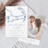 Hyannis MA Cape Cod Map Navy Blue Wedding