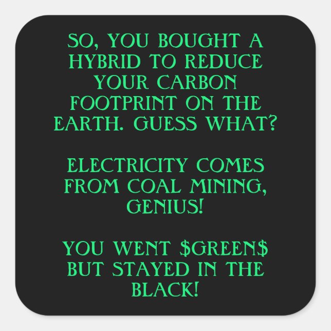 HYBRID CARS SQUARE STICKER (Front)