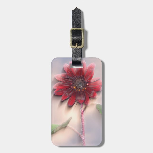Hybrid sunflower blowing in the wind luggage tag (Front Vertical)