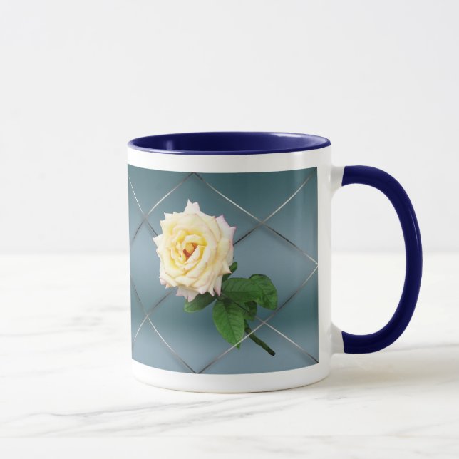 Hybrid Tea Rose - Blue Background Customisable Mug (Right)
