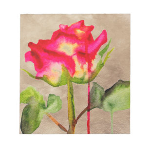 Hybrid Tea Rose watercolour modern flower art Notepad