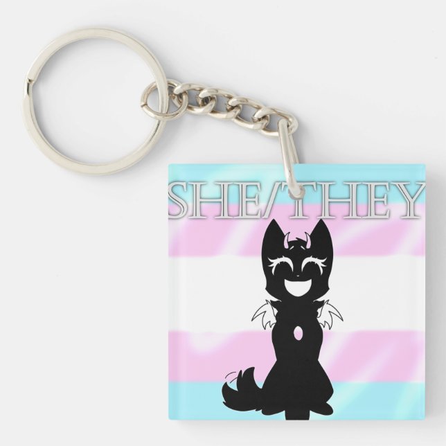 Hybrid Trans Keychain (She/They) (Front)