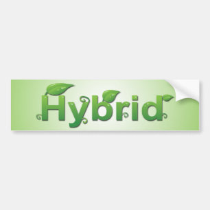 "Hybrid" with Leaves Bumper Sticker
