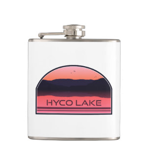 Hyco Lake North Carolina Red Sunrise Hip Flask