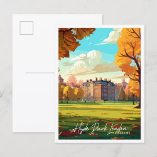 Hyde Park London vintage travel illustration Postcard