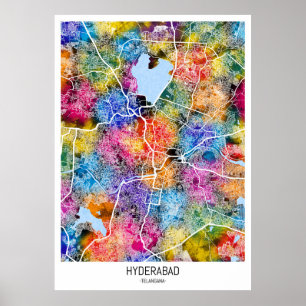 Hyderabad Telangana Map Poster