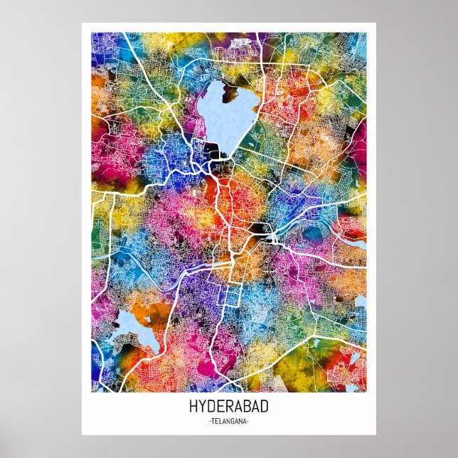 Hyderabad Telangana Map Poster (Front)