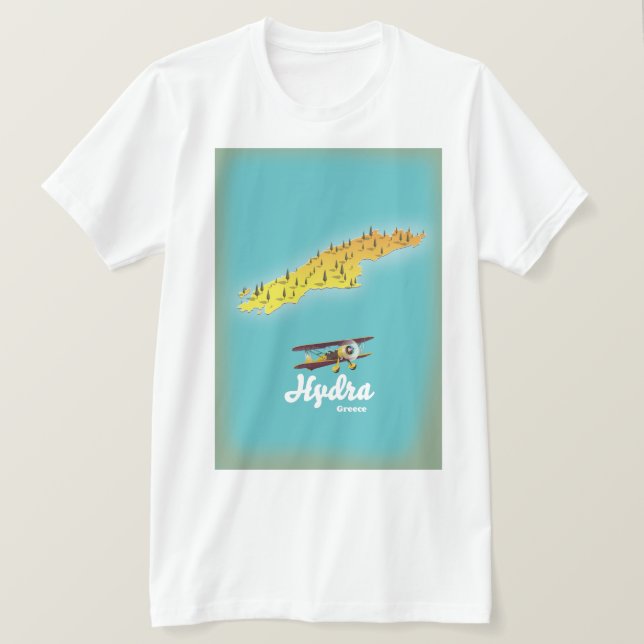 Hydra greece retro map T-Shirt (Design Front)