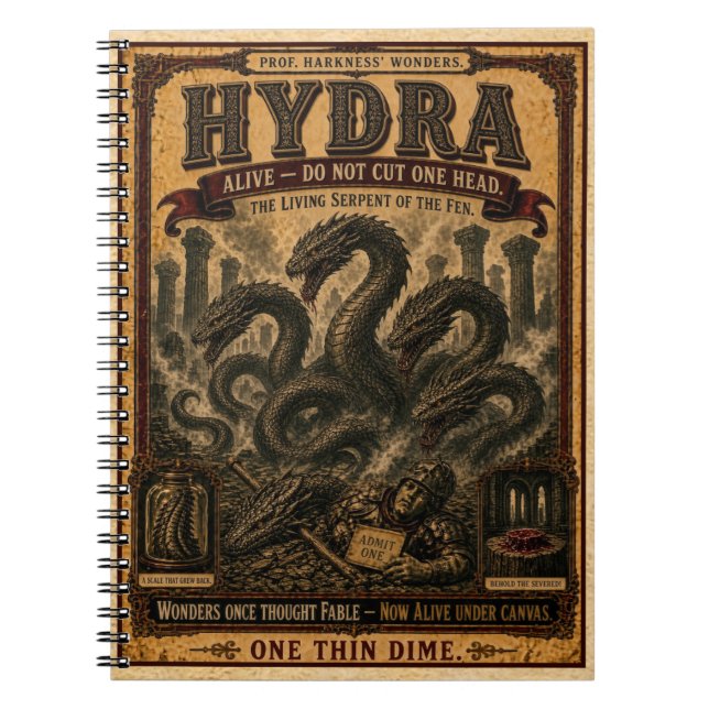 Hydra, Vintage Circus Monster Notebook (Front)