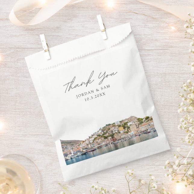 Hydra Wedding Photo Personalised Greece  Favour Bags (Clipped)