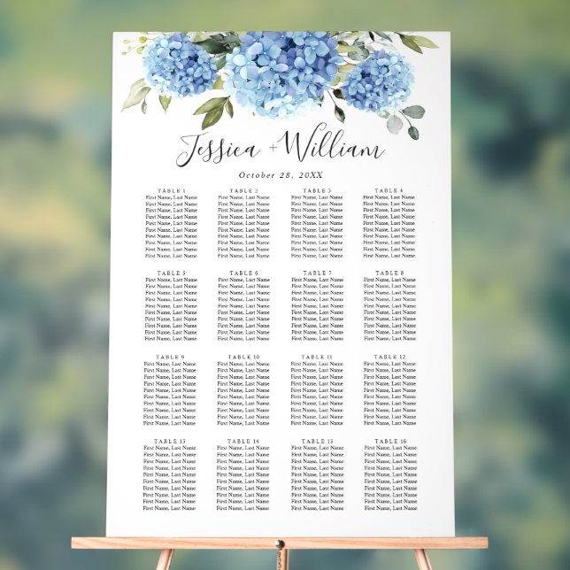 Hydrangea 16 Tables SEATING CHART Acrylic Sign (Neutral)