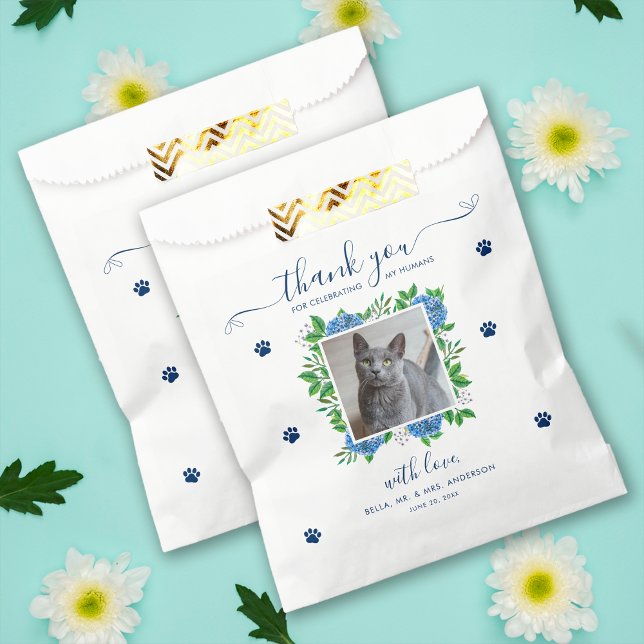 Hydrangea 1 Photo Custom Pet Cat Treat Wedding Favour Bags (Creator Uploaded)