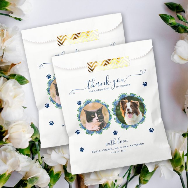 Hydrangea 2 Photo Custom Pet Wedding Treat Dog Favour Bags (Creator Uploaded)