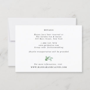 Hydrangea and Eucalyptus Wedding Details Card