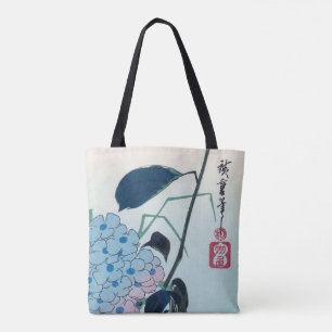 Hydrangea and Greenfinches, Hiroshige, Ukiyo-e Tote Bag