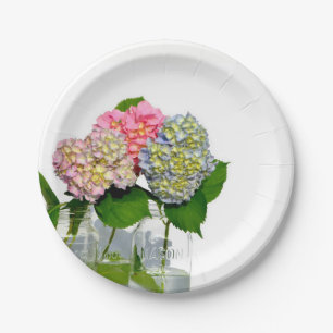 Hydrangea and Mason jar Paper Plate