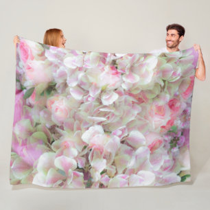 Hydrangea and Roses - Vintage Bouquet in Oil Fleece Blanket