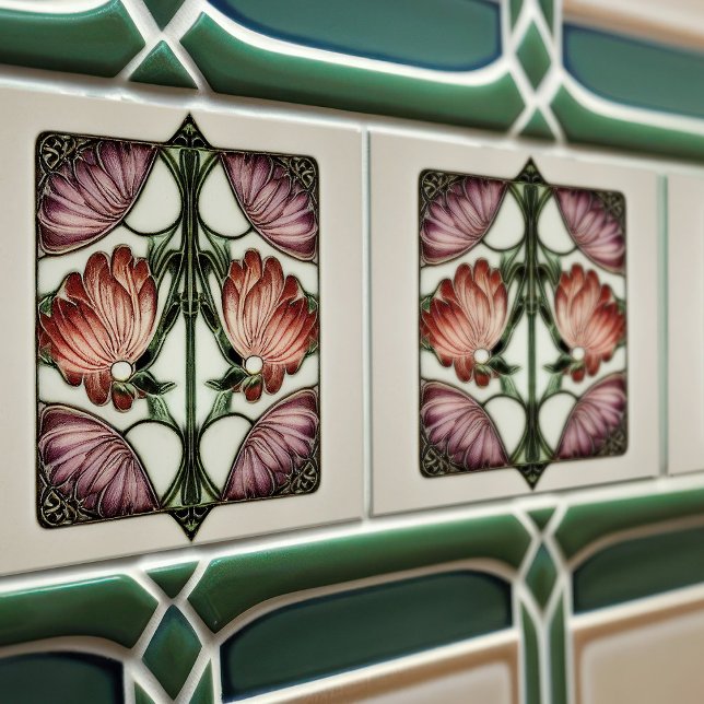 Hydrangea Art Deco Floral Wall Decor Art Nouveau Tile (Creator Uploaded)