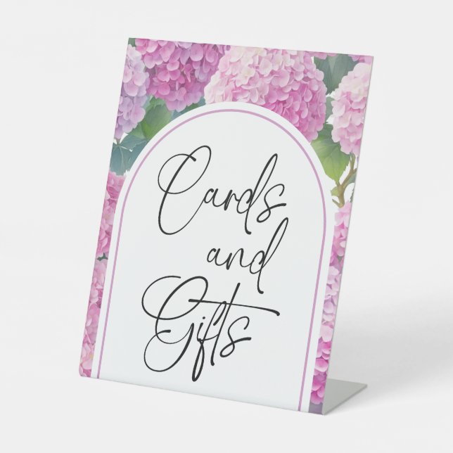 Hydrangea Baby Shower Card Gifts  Pedestal Sign (Front)
