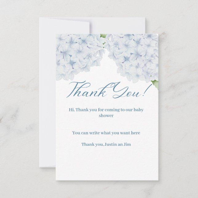 Hydrangea Baby Shower Thank You Card (Front)