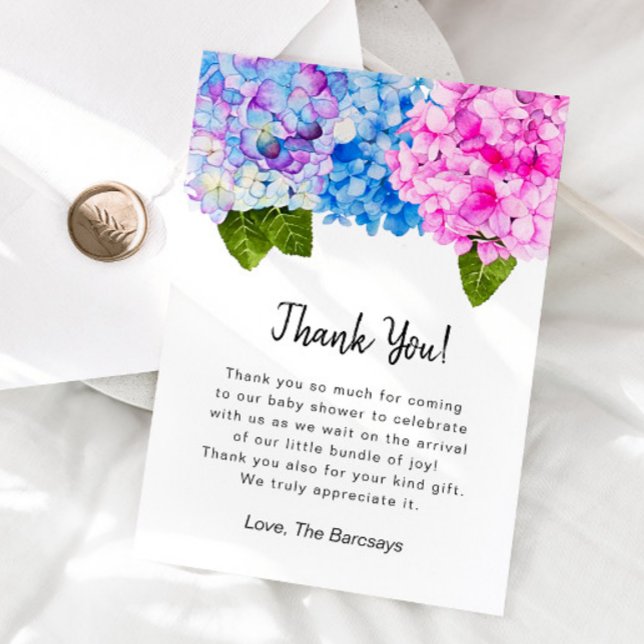 Hydrangea Baby Shower  Thank You Card (Creator Uploaded)