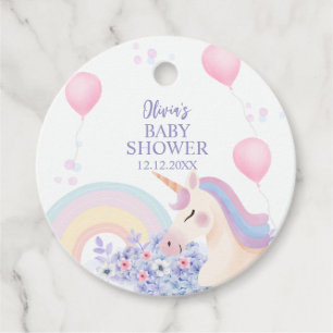 Hydrangea Balloon Rainbow Unicorn Baby Shower Favour Tags