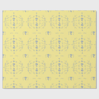Hydrangea Block Yellow and Blue Pattern Wrapping Paper