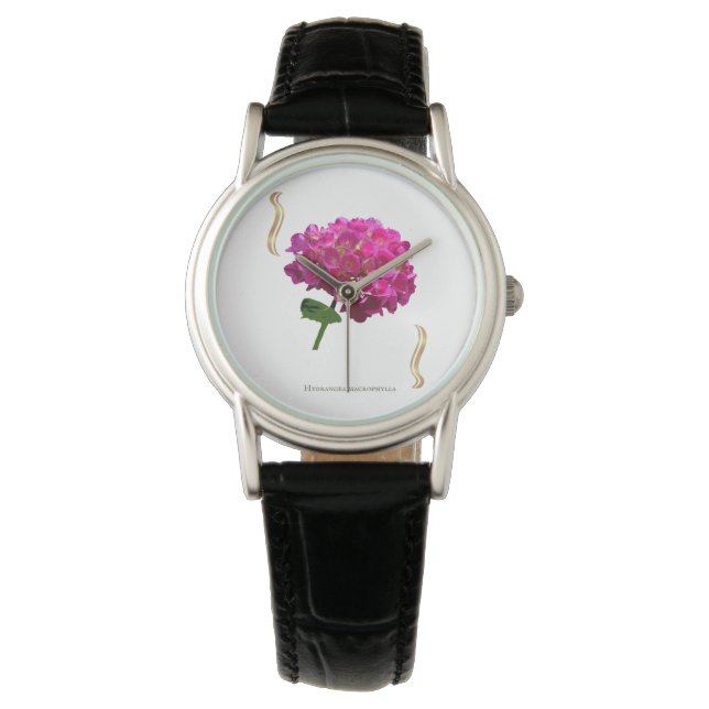 Hydrangea Bloom – Vintage Botanical Fuchsia Watch (Front)
