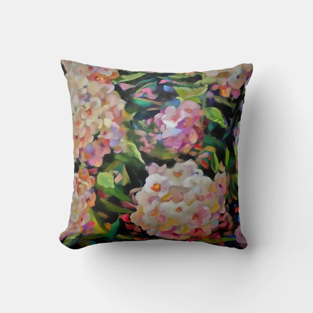 Hydrangea Blossom Decorative Floral Art Pink  Cushion (Front)