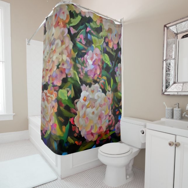 Hydrangea Blossom Decorative Floral Art Pink  Shower Curtain (In Situ)