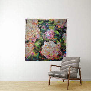 Hydrangea Blossom Decorative Floral Art Pink Tapestry