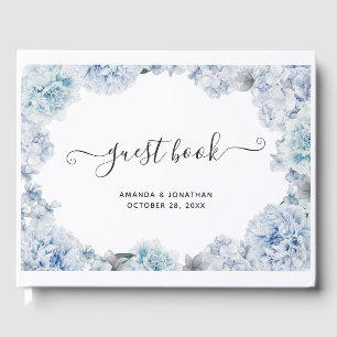 Hydrangea Blue and Light Lavender Wedding Guest Bo Book