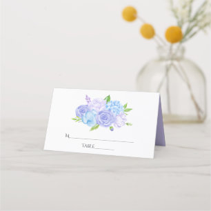 Hydrangea Blue and Light Lavender Wedding Place Card