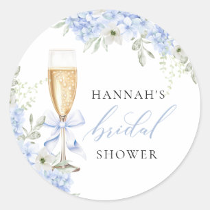 Hydrangea Blue Floral Bridal Shower Classic Round Sticker