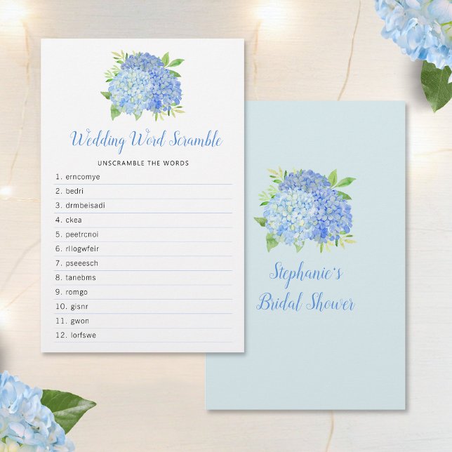 Hydrangea Blue Floral Bridal Shower Word Game (Creator Uploaded)