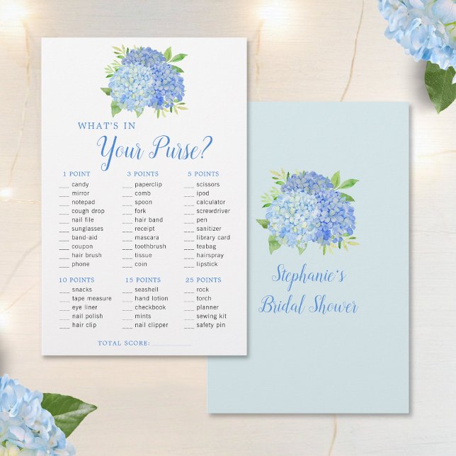 Hydrangea Blue Floral Purse Bridal Shower Game (Creator Uploaded)