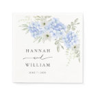 Hydrangea Blue Floral Wedding Paper Napkin