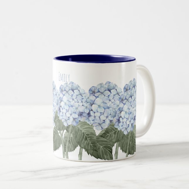 Hydrangea Blue Flowers Contrast Mug (Front Right)