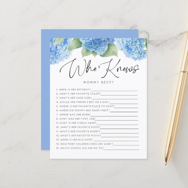 Hydrangea Blue Flowers Who Knows Mummy Baby Games (Front/Back In Situ)