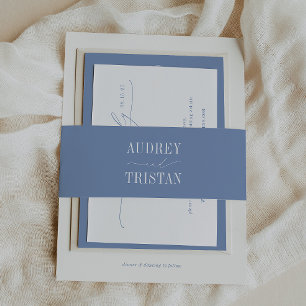 HYDRANGEA Blue Minimalist Invitation Belly Band