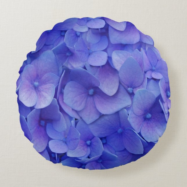 Hydrangea Blue   Round Cushion (Front)