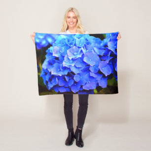 Hydrangea Blues Fleece Blanket